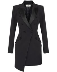 Elisabetta Franchi - Satin-Lapel Double-Breasted Mini Dress - Lyst