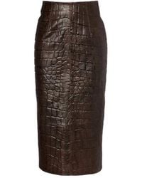 Emilia Wickstead - Loretta Croc-Effect Leather Pencil Skirt - Lyst