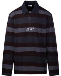Off-White c/o Virgil Abloh - Striped Long-Sleeved Polo Shirt - Lyst
