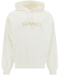 Sunnei - Logo Embroidered Drawstring Hoodie - Lyst