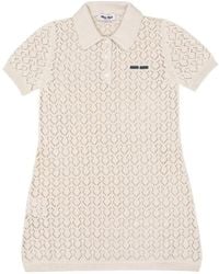 Miu Miu - Openwork Short-Sleeved Polo Dress - Lyst