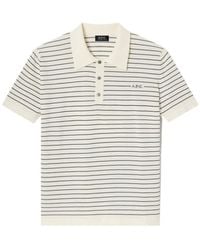 A.P.C. - Striped Short-Sleeve Polo Shirt - Lyst