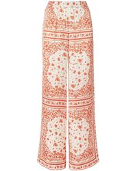 Fendi - Coral Bandana Printed Wide-Leg Trousers - Lyst