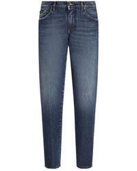 Dolce & Gabbana - Logo Embroidered Slim-Fit Jeans - Lyst