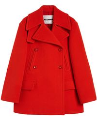 Jil Sander - Wool Chevron Coat - Lyst