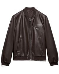 Prada - Reversible Nappa Leather Bomber Jacket - Lyst
