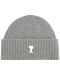 Ami Paris - Logo Embroidered Knitted Beanie - Lyst