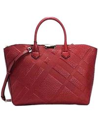Burberry - Checked Embossed Handbag - Lyst
