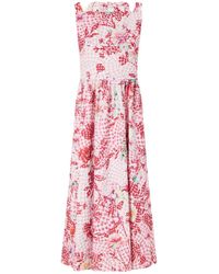 Mary Katrantzou - Checked Floral-Print Midi Dress - Lyst