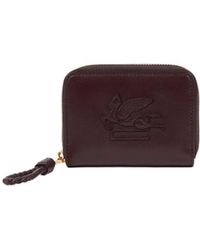 Etro - Libra Compact Zip-Around Leather Wallet With Pegaso - Lyst