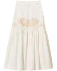 Twinset - Floral-Embroidered Tiered Skirt - Lyst