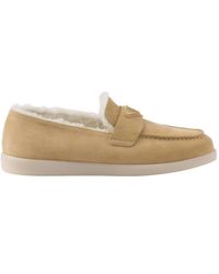 Prada - Triangle-Logo Slip-On Loafers - Lyst