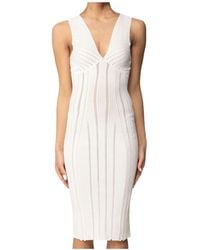 Elisabetta Franchi - V-Neck Knitted Midi Dress - Lyst