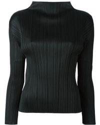 Pleats Please Issey Miyake - Pleated Funnel Neck Top - Lyst