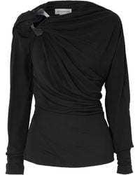 Victoria Beckham - Asymmetric Embellished Draped Jersey Top - Lyst