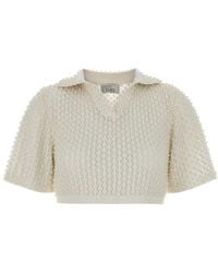 GIUSEPPE DI MORABITO - Cropped Embellished Knitted Top - Lyst
