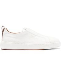 Santoni - Leather Slip-On Sneakers - Lyst