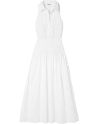 STAUD - Romy Gathered Cotton-Blend Poplin Maxi Dress - Lyst