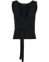 Patou - Ribbed-Knit V-Neck Wrap Top - Lyst