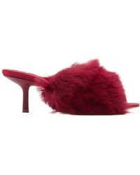 Burberry - Jackie Open-Toe Shearling Sandals - Lyst
