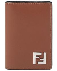 Fendi - Leather And Ff Canvas Card Holder - Lyst