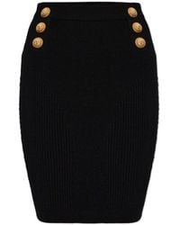 Balmain - Button Detail Knitted Skirt - Lyst