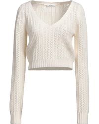 Max Mara - Solid Color Cropped V-Neck Knit Sweater - Lyst
