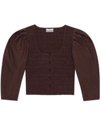 Ganni - Cotton Poplin Smock Blouse - Lyst
