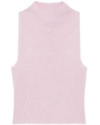 Courreges - Courrèges Mock-Neck Cropped Ribbed Tank Top - Lyst