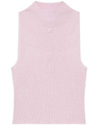 Courreges - Courrèges Mock-Neck Cropped Ribbed Tank Top - Lyst