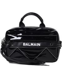 Balmain - Logo Printed Top Handle Bag - Lyst