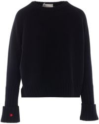 Tory Burch - Floral Cuff Knitted Sweater - Lyst