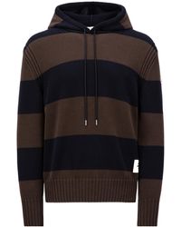 Moncler - Striped Drawstring Knitted Hoodie - Lyst