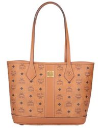 MCM - Logo Plaque Monogram Tote Bag - Lyst
