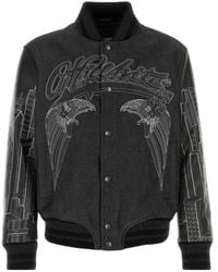 Off-White c/o Virgil Abloh - Skyline Embroidered Varsity Jacket - Lyst