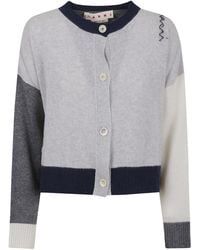 Marni - Logo Embroidered Color Blocked Cardigan - Lyst