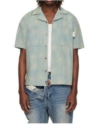 ANDERSSON BELL - Floral Embroidered Open Collar Denim Shirt - Lyst
