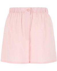 Prada - Jacquard Crepe De Chine Logo Shorts - Lyst