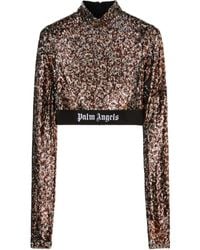 Palm Angels - Sequin Embellished Cropped Top - Lyst