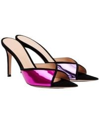 Gianvito Rossi - 85 Suede-Trimmed Metallic Leather Mules - Lyst