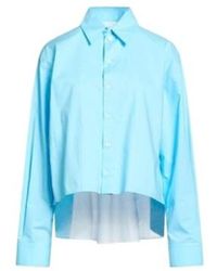 MM6 by Maison Margiela - Collared Long-Sleeve Cropped Shirt - Lyst