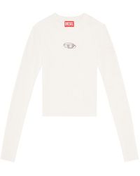 DIESEL - M Valary Logo Plaque Cropped Ribbed Top - Lyst