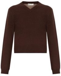 Tory Burch - V-Neck Wool-Cashmere Blend Sweater - Lyst
