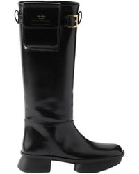 Prada - Equal Block-Heeled Pouch Boots - Lyst