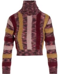 DSquared² - Striped Cropped Turtle Neck Jumper - Lyst