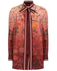 Gucci - Silk Shirt With Flora Print - Lyst