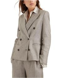 Brunello Cucinelli - Double Breasted Straight Hem Blazer - Lyst