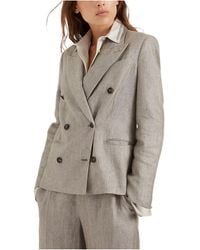 Brunello Cucinelli - Double Breasted Straight Hem Blazer - Lyst