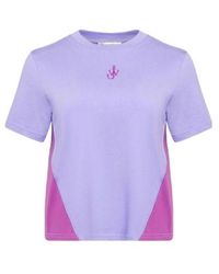 JW Anderson - Jw Anderson Anchor Embroidery Panelled Cropped T-Shirt - Lyst