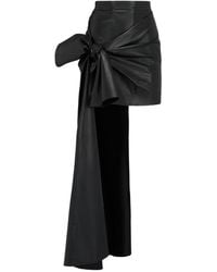 McQueen - Knotted Drape Leather Mini Skirt - Lyst